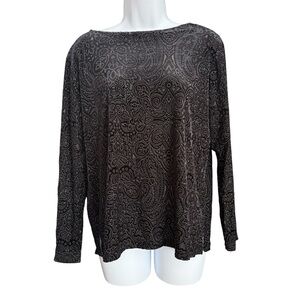 Dialogue Black Paisley Blouse Women’s Size L